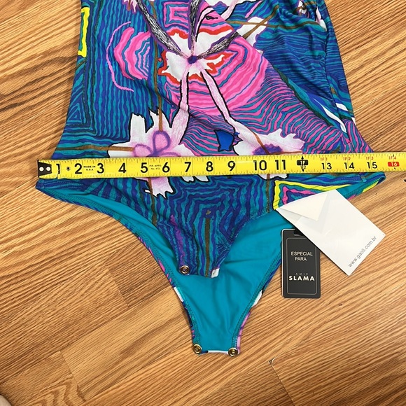 Amir Slama Draped Long Sleeves Bodysuit In Pink ,green and blue size XL - Picture 7 of 16